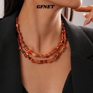 GFNET Beaded Necklace, Elegant Double-layer Colorful Necklace, Fashion Irregular Exaggerate Jewelry 
