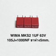 WIMA MKS2 1UF 63V 105 J=1000NF Leg Alkali 5mm. Germany Original New capacitor Polyester