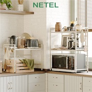 ◈NETEL Kitchen rack Organizers Microwave shelf rack 1/2-Tier Expandable Microwave oven stand rack