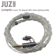 JUZEAR Limpid IEM Cable 4 Core 18 Awg 6N OFC Copper Silver Plated 3.5 4.4mm Plugs 2Pin Earphone Upgr
