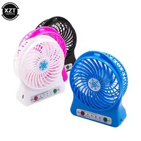 Mini Portable Fan USB Rechargeable Fan Portable Rechargeable LED Light Fan Cooler Mini Desk USB 1865