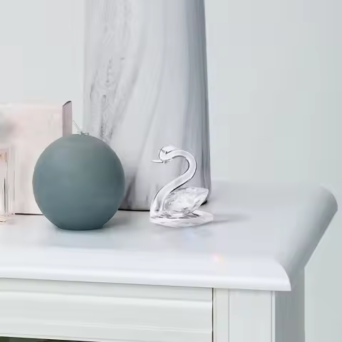 Crystal Swan Ornament Premium Clear Crystal Desktop Home Decor Living Room Office Coffee House Weddi