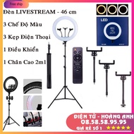 Livestream Light size 46 cm + Foot 2m1 + Controller + 3 Phone Clips, Support Taking Makeup Photograp