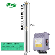 Pompa Sibel SUBSIBEL Pump Pompa Air Sumur Dalam 2.5SDM 1.5/17 0.33 HP Plus Kabel 40 Meter