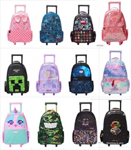 Smiggle Australian Made กระเป๋าล้อลากความจุขนาดใหญ่สําหรับเด็กประถม ทุกเพศ เหมาะสําหรับหนังสือโรงเรี