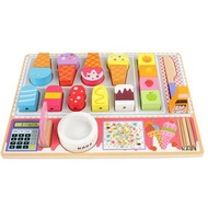 Kabi WOODEN PLATE TOYS ICE CREAM KITCHEN FRUIT PRETEND PLAY - Educational TOYS - Cooking TOYS - Cooking TOYS