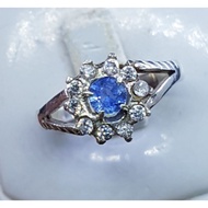 D429 cincin blue safir est ceylon srilanka asli ring perak no 14 atau