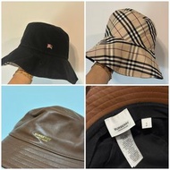 Burberry 雙面布面漁夫帽 皮革漁夫帽