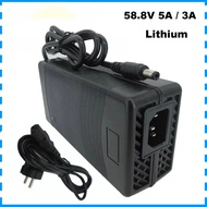 52V 5A Li ion Fast Charger 58.8V For 14S 51.8V 20AH 30AH 18650 Lithium Battery Charger with fan DC 5
