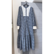 Japanese earth music & ecology Floral Stitching Lotus Leaf Dress