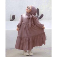 viral sr arsyila dress kids + pashmina gamis anak perempuan 7 - 8