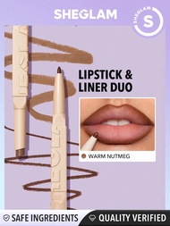 SHEGLAM Glam 101 Lipstick & Liner Duo - 2-In-1 Matte Dual-Ended Lip Liner Lipstick Pencil Highly Pig