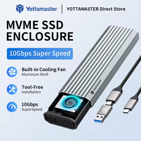 Yottamaster 40Gbps M.2 NVMe SSD External Enclosure USB4.0 SSD Case Built-in Cooling Vest PCIe4.0 NVM