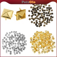 [PETSOLA] 100Pcs Square Pyramid Rivet Studs Spike Screw Craft DIY Embellishment Copper