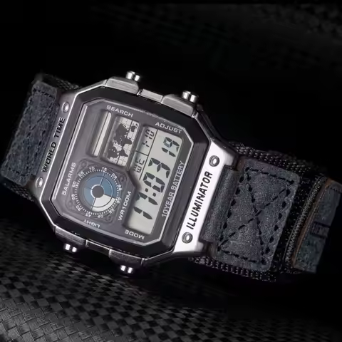 HEMSUT For Casio Watch Band Nylon Leather 18mm Sports Replace Straps Compotible With Gshock AE1200 /