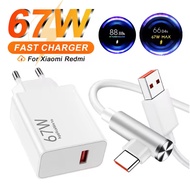 For Xiaomi 67W Cas Laju Charger 6A Type C Cable untuk Mi 14 13T 12T POCO X6 F5 Redmi Note 13 Pro Pad