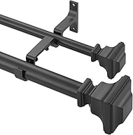 Double Curtain Rod, 1 inch Adjustable Heavy Duty Drapery Double Rod for Window 144 to 164 Inches (12