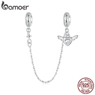 Bamoer 925 Sterling Sliver Charms Beads Safety Chain Wings Of Love Design Diy For Bracelet Gifts For