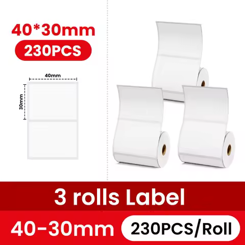 Phomemo 3 Rolls Thermal Clear Label M110/M221/M220/M120/M200 Transparent Thermal Paper 40x30mm Stick