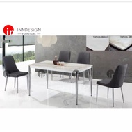 tbbsg homefurniture outlet 1+4 MARBLE TOP DINING TABLE SET (L150CM X D90CM) (FREE DELIVERY AND INSTALLATION)