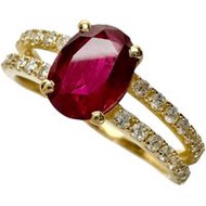 Size 12, 1.107ct Ruby, 0.32ct Diamond, 18K Gold, 2.6g, Women's Ring