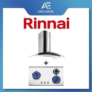 RINNAI RH-C209-GCR 90CM CHIMNEY HOOD + RINNAI RB-93TS 3 BURNER HYPER FLAME STAINLESS STEEL BUILT-IN HOB