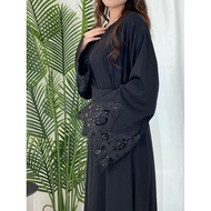 Abaya Dress Embroidery Lace Cuff  Robe Plus Size Baju Raya Sulam 2024 Dress Muslimah Jubah  1124