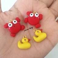 MERAH Red Crab, Duck clay charm