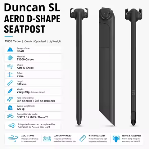 ULLICYC T1000 Carbon Aero D Shape Seatpost 0mm Offset 380mm For Scott Syncros Duncan SL Aero CFT Foi