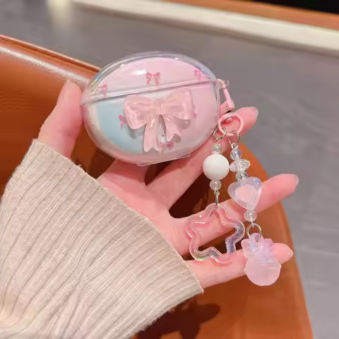 Korean Cute 3D Pink Bow Earphone Case For OnePlus Buds 4 Buds4 Wireless Bluetooth Headset Protective