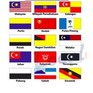 (HEAVY DUTY) Bendera JAHIT Malaysia / 14 Negeri untuk tiang bendera pejabat/kilang 3x6ft, Wollen