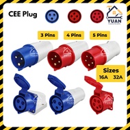 3 Pin 4 Pin 5 Pin Industrial Plug Socket 16A 32A Waterproof Connector Industry Switch Socket Plug Po