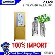 PINTU KAMAR MANDI WC ICEPOL G72 GOLD ALUMINIUM KACA HANDLE KANAN