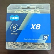 KMC X8 Silver 8 speed 116L Chain Includes Chain Connection