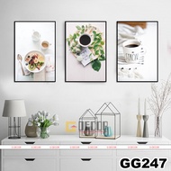Tranh treo tường canvas khung gỗ 3 bức phong cách hiện đại Bắc Âu 247 tranh cà phê trang trí phòng ă