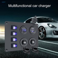  Rocker Switch Panel Waterproof 31A Dual USB LED Light 4/6 Gang ON/Off Toggle Switch Car Charger for Yacht