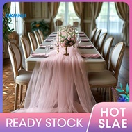 [okmnji]☆Tulle Table Runner Decorative Sheer Tablecloth Solid Color Table Runner Arch Aisle Veil for