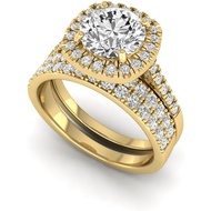 14K Gold 3.15 Carat Round Lab Grown Diamond (2 Ct, D, VVS2) IGI Certified Halo Engagement Promise We