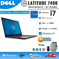 Dell Latitude 7490 Intel Core i7-i5-8650U 32GB DDR4 RAM 1TB M.2 SSD Windows 11Pro, Finger unlock, Ba