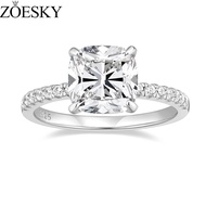 ZOESKY 3.5CT 925 Sterling Silver Rings Cushion Cut Cubic Zirconia CZ Engagement Rings Wedding Bands 
