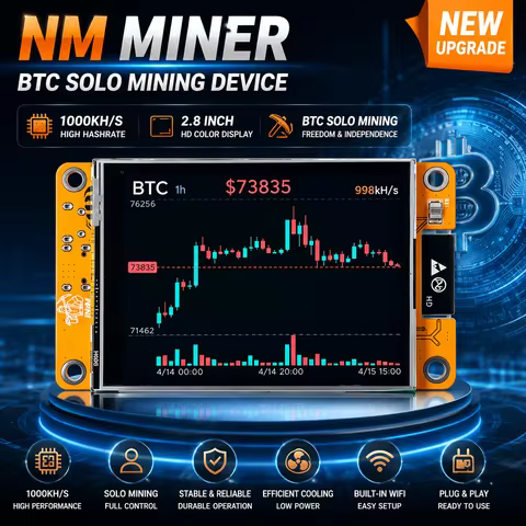NMMiner NerdMiner V2 1000KH/s Hashrate Lucky Miner ESP32 2.8 inch Crypto Mining Machine Bitcoin Solo