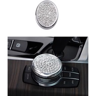 Bling Media iDrive Button Cover,Bling Car Accessories Metal Auto Decal Stickers Car Interior Decorat