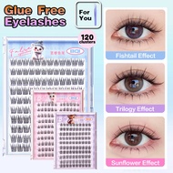 Bqi Cluster Lash False Eyelashes Reusable Waterproof Glue Free Idol 3D Fake Lashes Natural Look