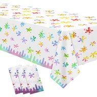 Xigejob Slime Birthday Party Tablecloth Decorations for Kids, Disposable Colorful Splatter Splash Th