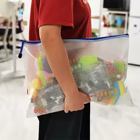 5pcs Transparent Zipper Storage Bag A3 A4 5 Plastic Mesh Waterproof Storage for Files Toys Stationer