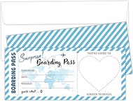 2 Set Blue Stripe Boarding Pass Ticket, Surprise Trip Reveal Plane Tickets Travel Ticket Gift, Diy B