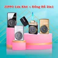 BẬT LỬA ZIPPO LỬA KHÈ - ĐỒNG HỒ 2IN1 (CÓ HỘP) - (XÀI GAS)