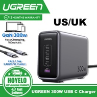UGREEN GaN 300W USB C Charger, Nexode 5-Ports Desktop Charging, 140W Max Single PD3.1 Fast Charger