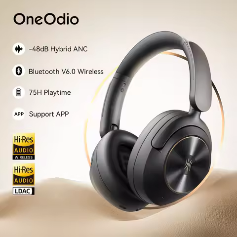 Oneodio Focus A6 -48dB ANC Wireless Bluetooth 6.0 Headphones Hybrid Active Noise Cancelling Over-Ear