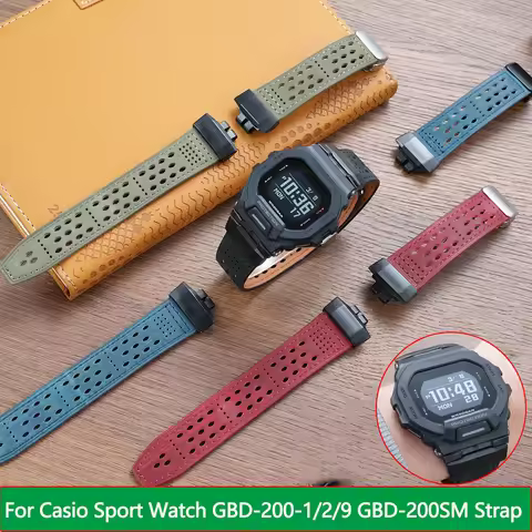 For Casio Sport Watch GBD-200-1/2/9 GBD-200SM Modified Breathable Leather Strap GBD-200 Soft cowhide